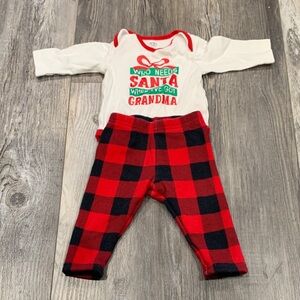 Carters Festive Baby Outfit with Red Plaid Pants